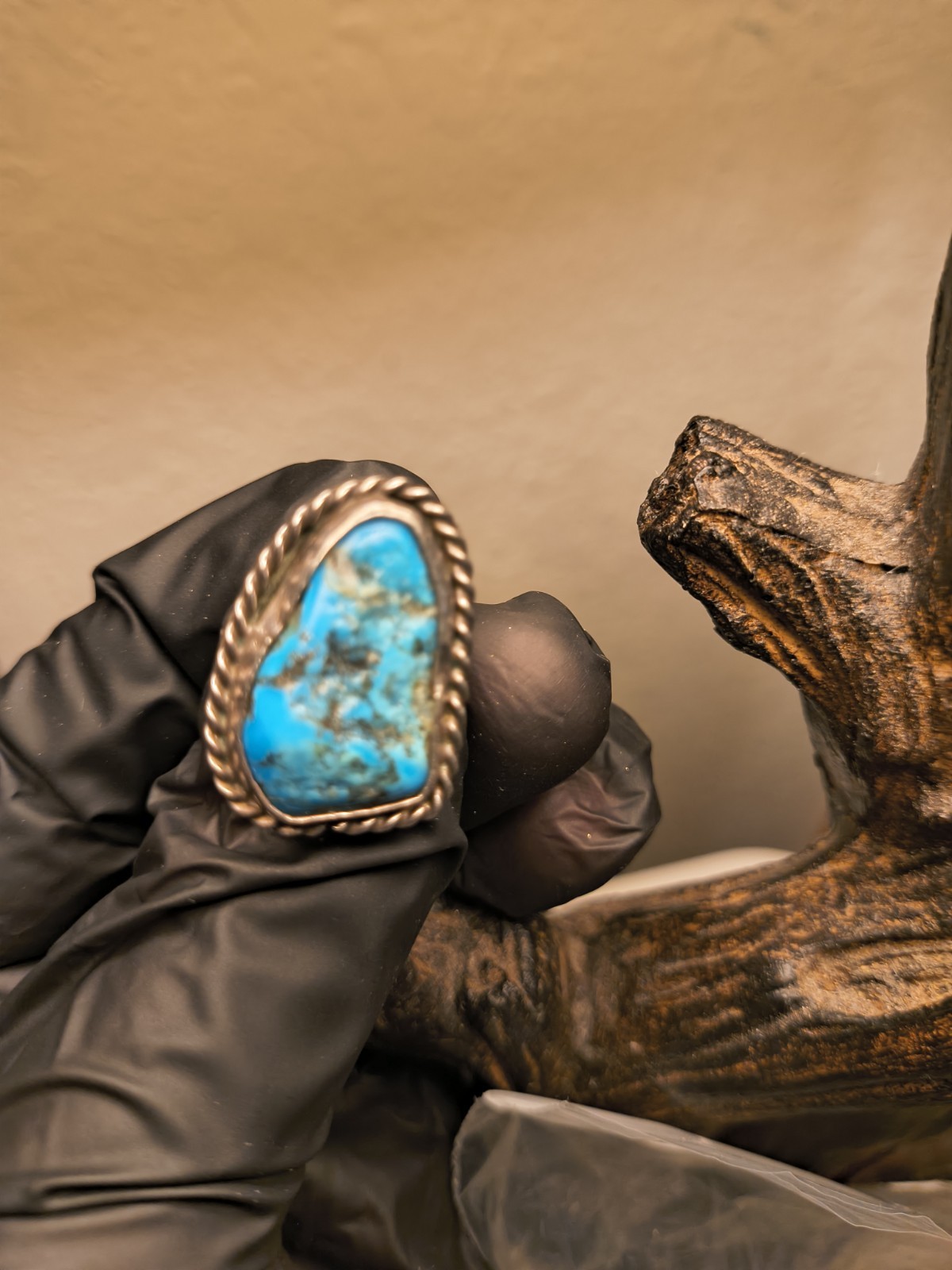Sterling Silver Blue Turquoise Navajo Ring Unmarked