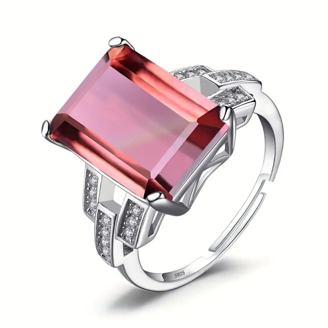 6ct Emerald Cut Zultanite Color Changing Stone Silver Ring Diaspore USA