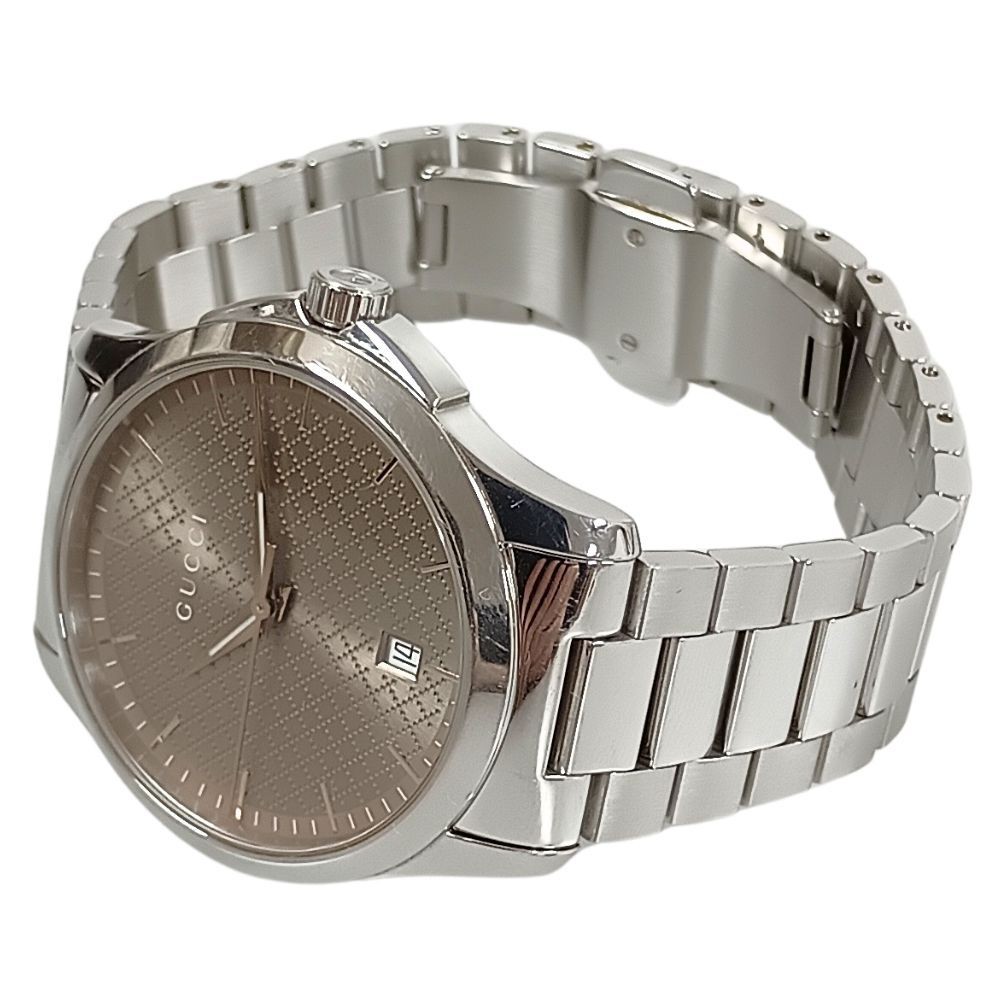 GUCCI 126.4 G-Timeless Quartz Brown Dial Stainless Steel Men’s Watch Swiss Made