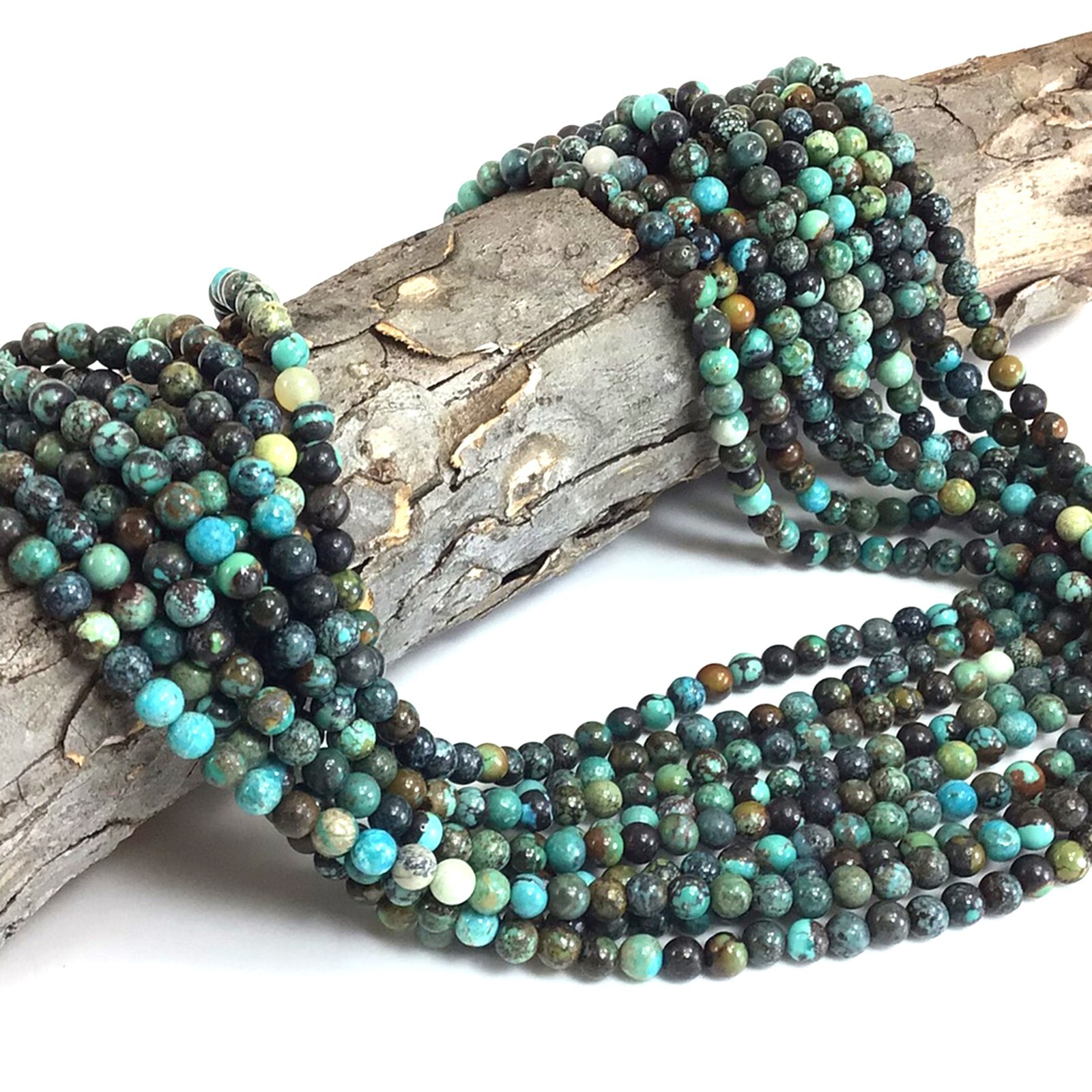 4mm Grade AAA Genuine Natural Turquoise Blue Green Smooth Round Loose Bead 15″