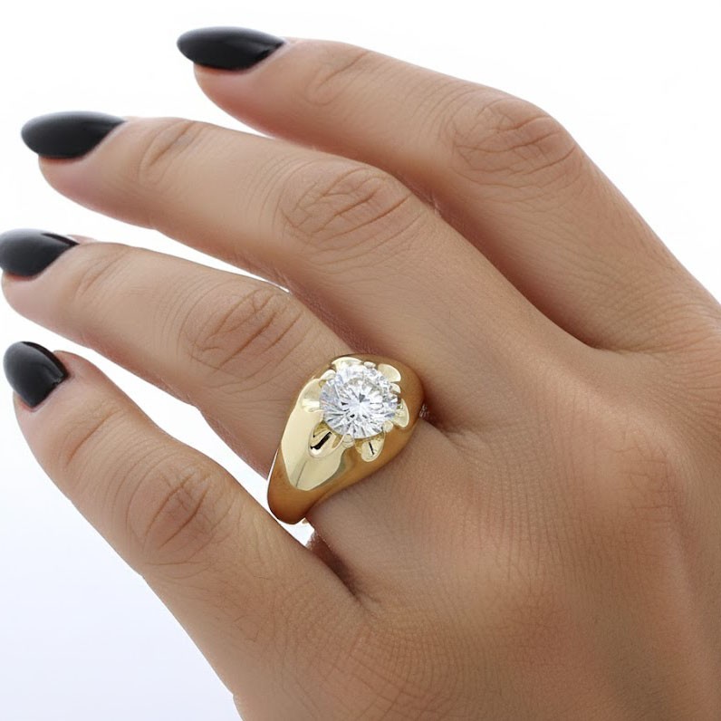 Solitaire Engagement Ring Solid 14K Gold 2.03 CT Round Lab-Grown Diamond D VS1