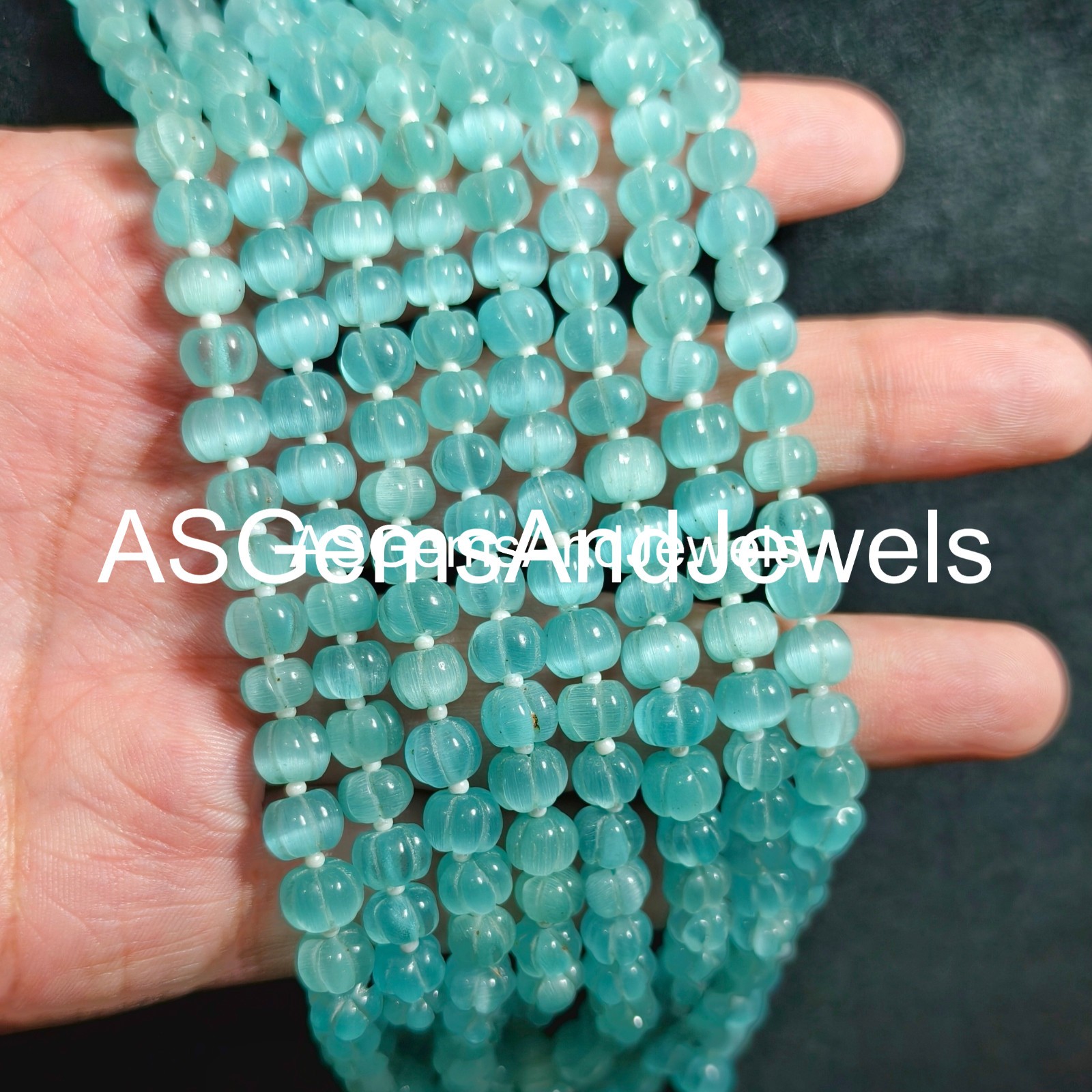 Natural Aqua Blue Monalisa Pumpkin Shape Beads Handmade Necklace Size 5-6mm