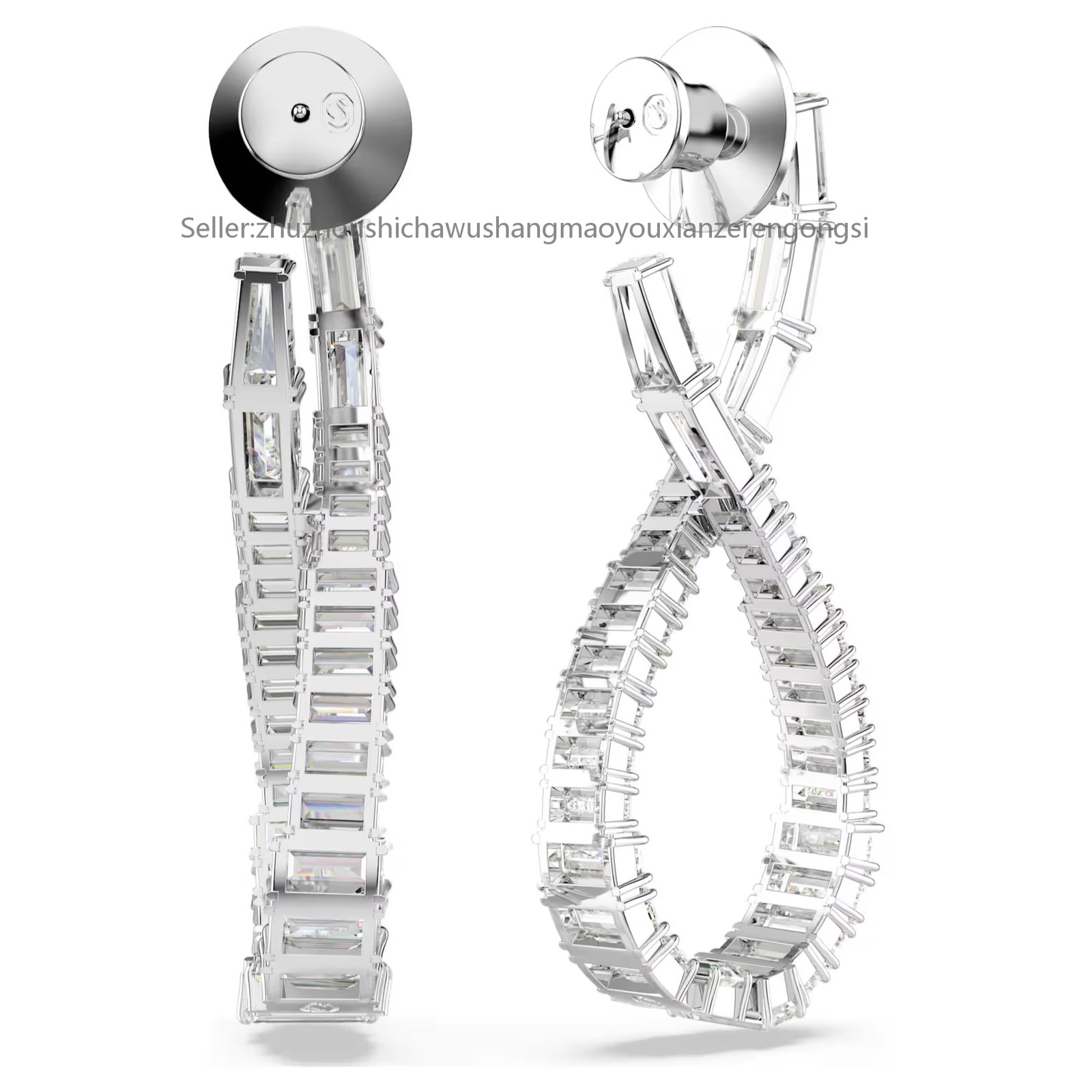 Hyperbola White Rhodium Plated Drop Earrings Infinity New