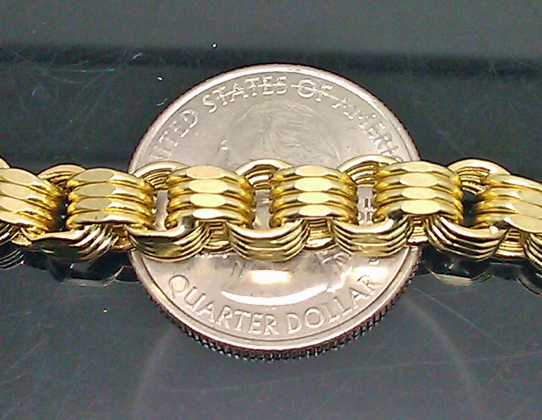Real 10K Yellow Gold Byzantine Box Link Bracelet 9″ Long 6.5mm
