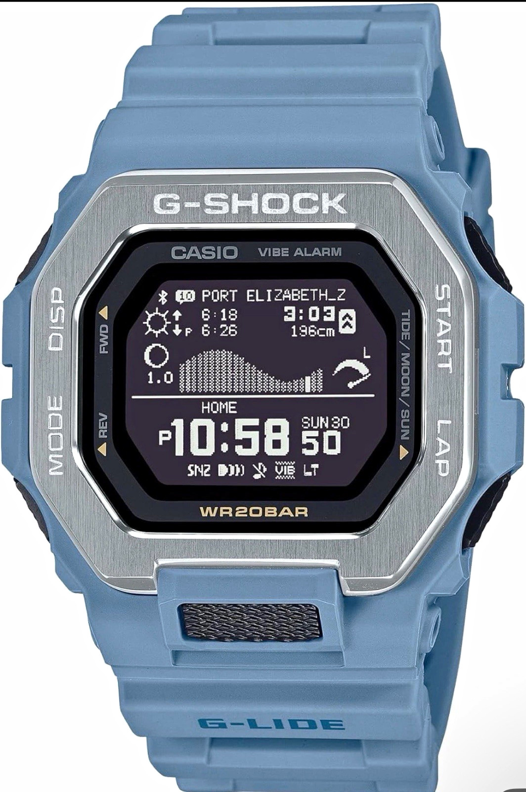 Casio G-Shock GBX-100-2ADR Men’s Digital Tide Graph Watch – Blue Resin Band, Blu