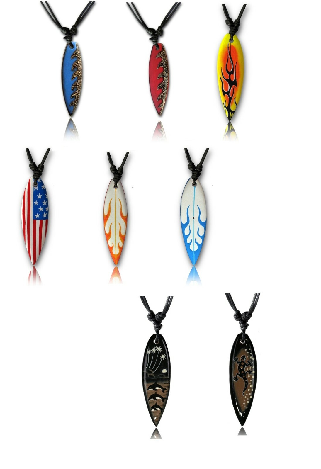Wood Surfboard Pendant Adjustable Necklace – Summer Surfer Wooden Choker