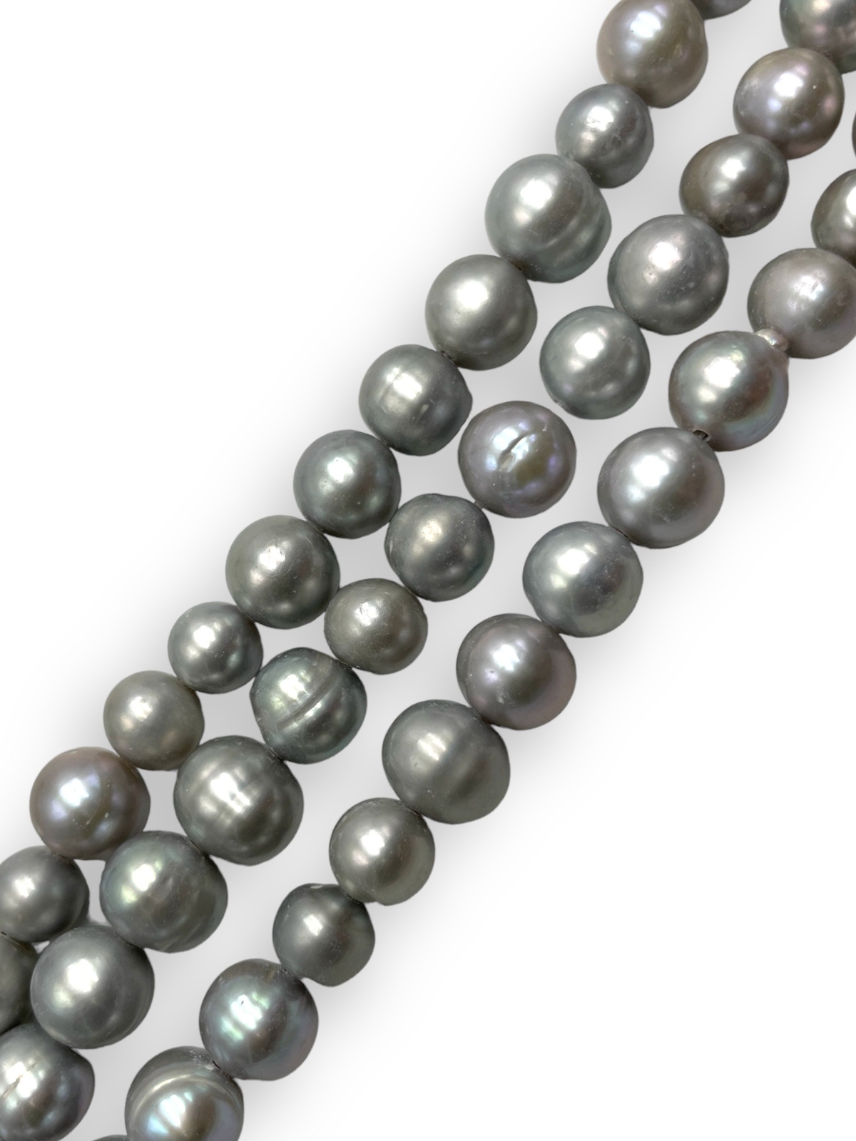 1.2mm Hole Silver Color Fresh Water Pearl Off Round Beads Size 10-11mm 14” Strd