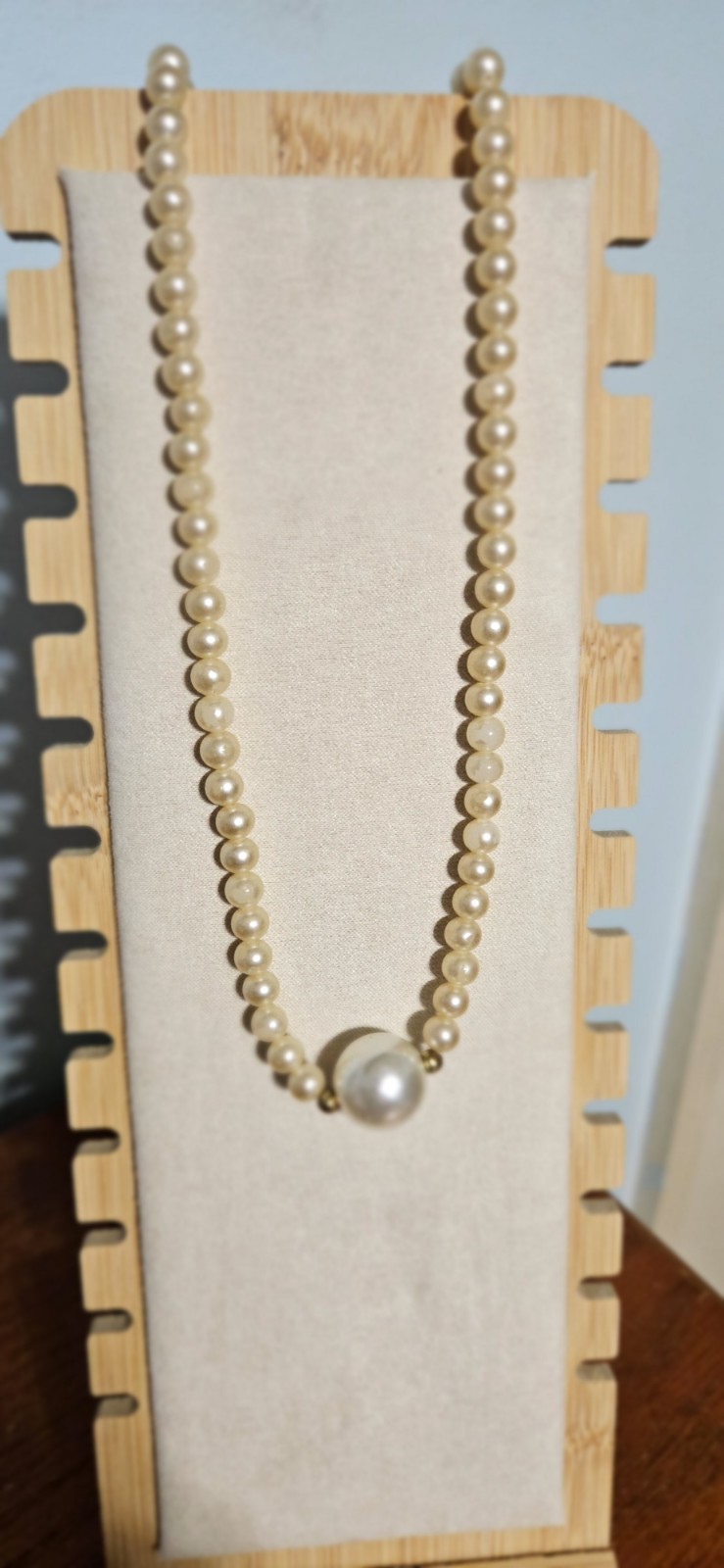 Ivory White Simulated Imitation Pearl Beaded Choker Round Pendant Charm 18″