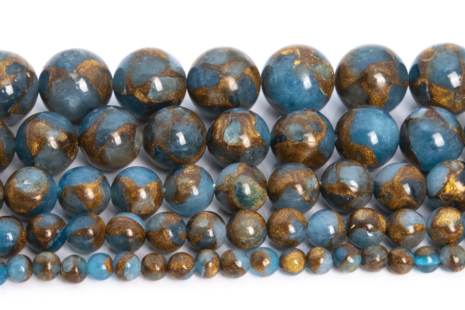 Lake Blue Cloisonne Resin Sponge Quartz Grade AAA Round Loose Beads 6/8/10/12MM