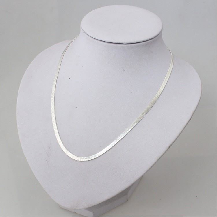 18K White Gold Filled Hypoallergenic 18″ 2mm Italian Flat Snake Chain Necklace