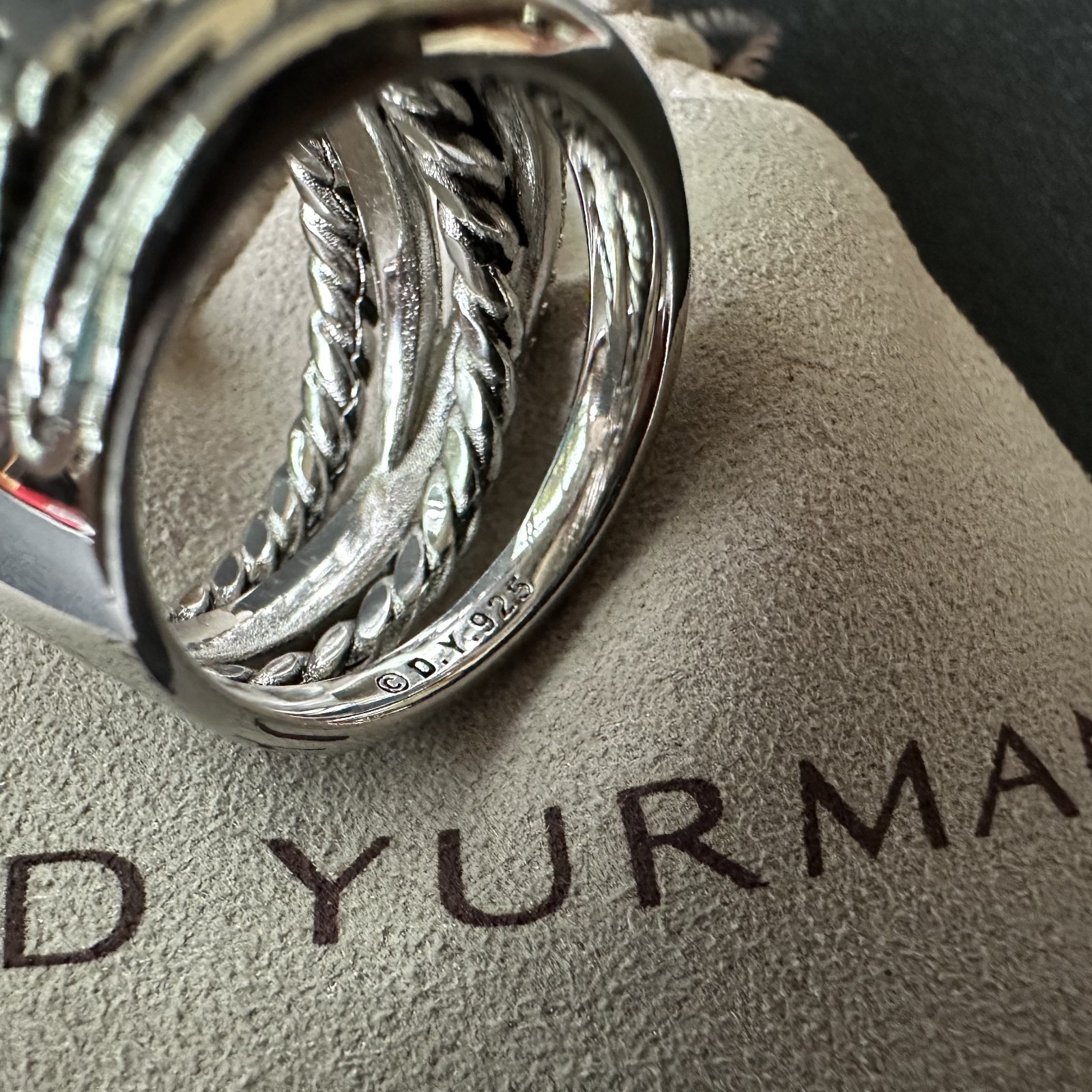 David Yurman Crossover Ring 925 Sterling Silver with Diamonds Size 7