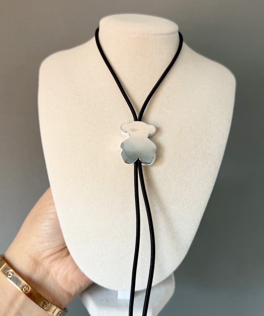 TOUS S925 Bear Adjustable Elastic Cord Necklace New