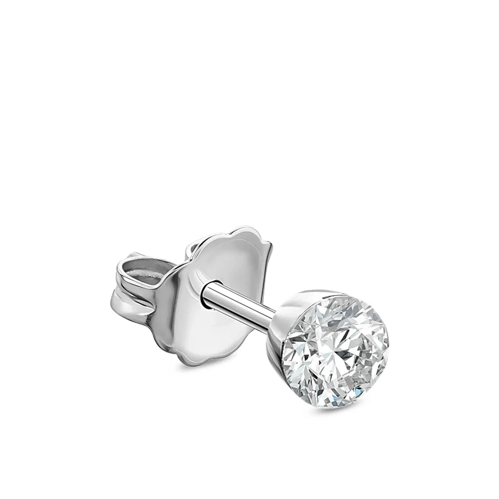 925 Sterling Silver Round Moissanite Screw Back Helix Stud Earring