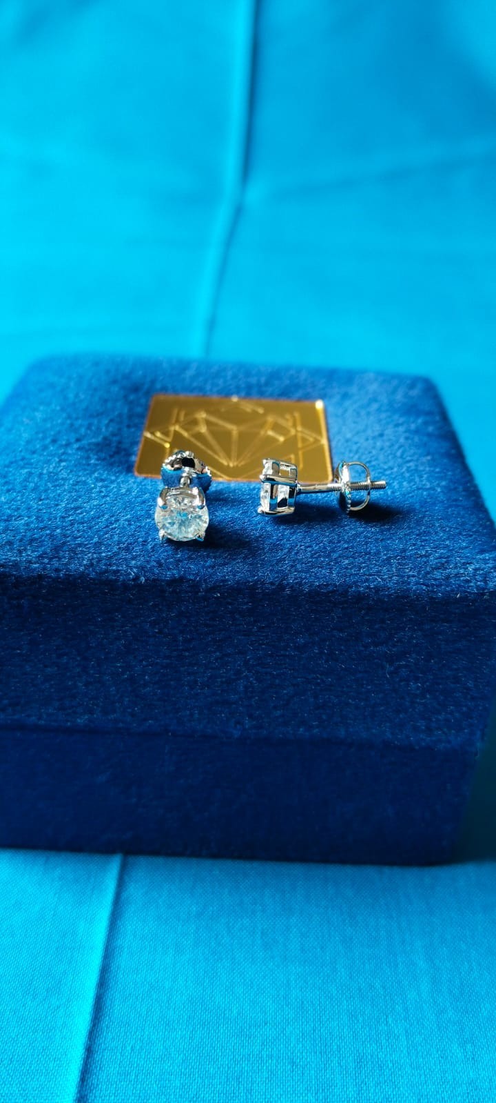 GIA 3.00ct Round Diamond Stud Earrings in 14K Whte Gold with Screw Backs