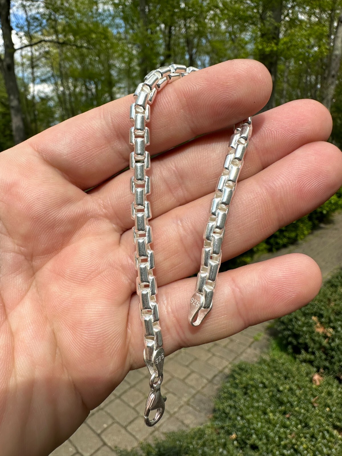 925 Sterling Silver 6mm Men’s Rounded Rolo Hermes Link Chain Necklace Bracelet