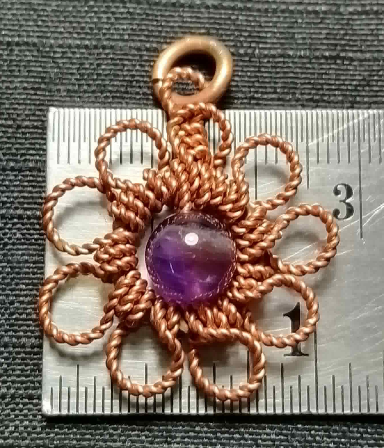 Flower Copper Pendant Daisy Mandala Amethyst Energy Lucky Jewelry #PM9