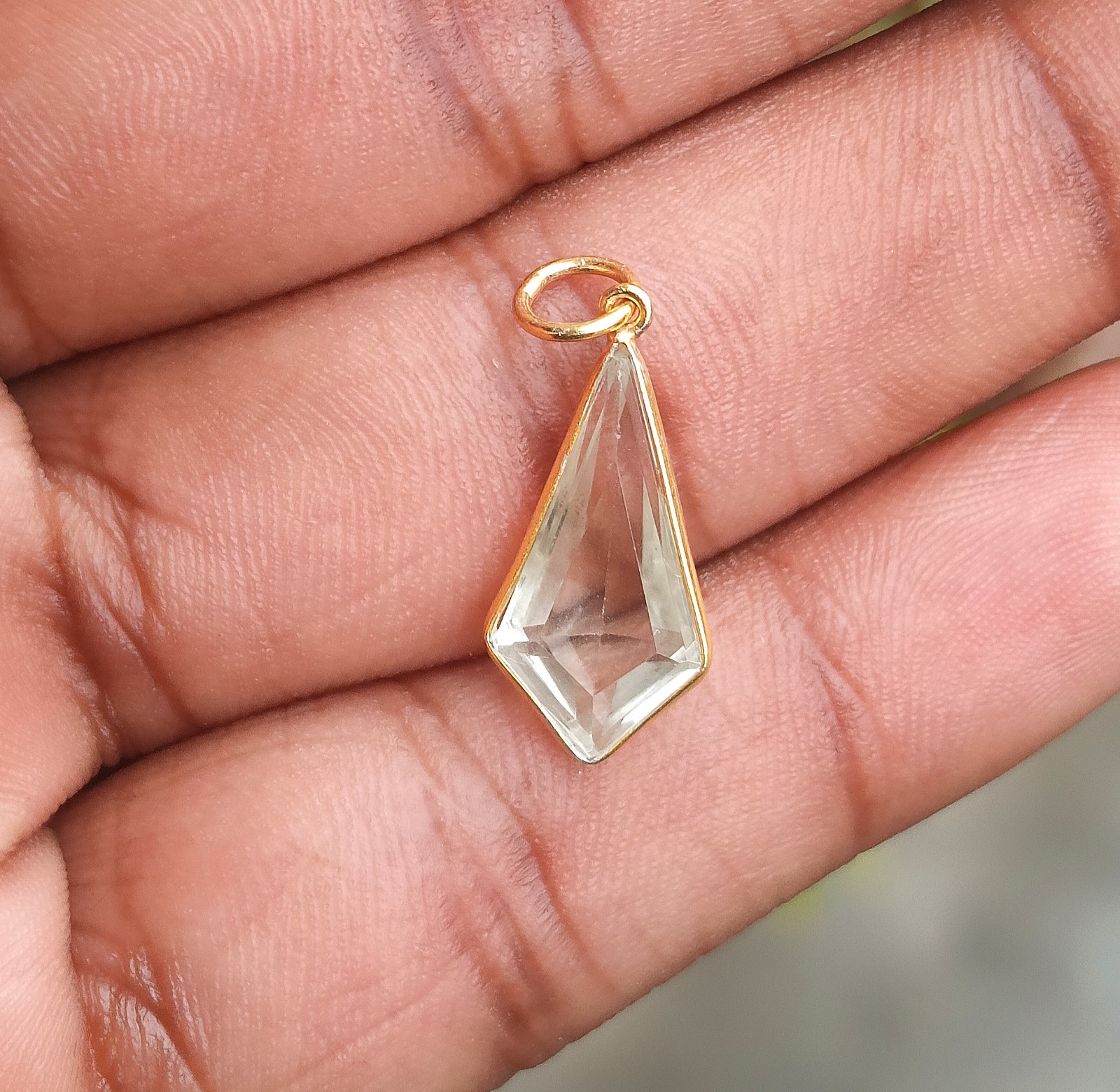 Natural Green Amethyst Gold Charm Pendant – 18k Solid Gold Handmade Jewelry