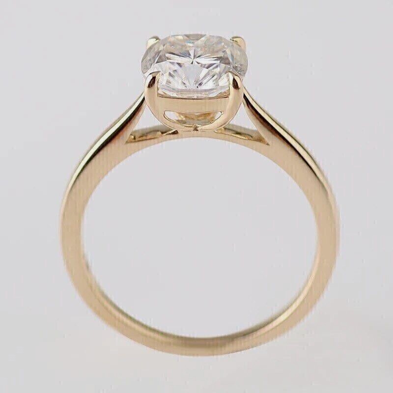 2Ct Cushion Simulated Diamond Solitaire Engagement Ring 14K Yellow Gold Plated