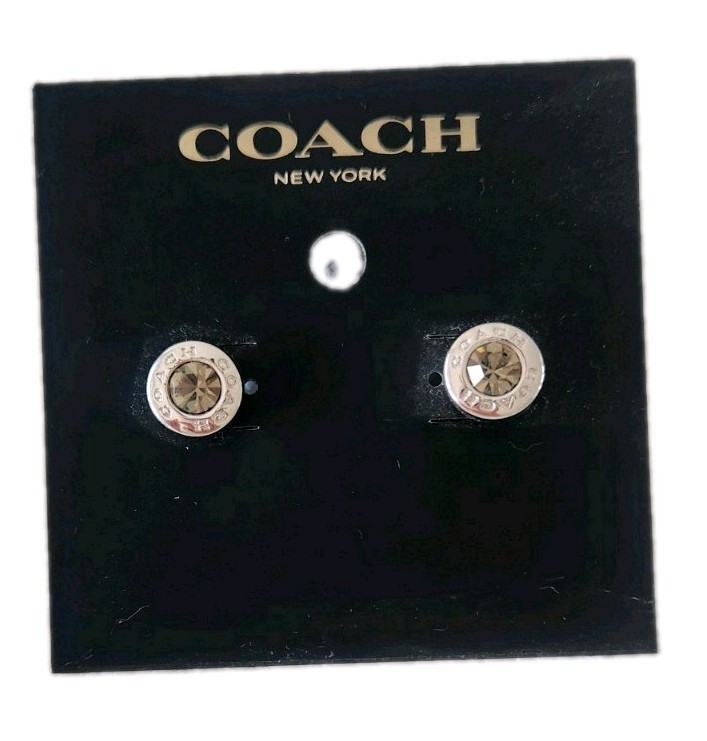 Coach New York Stone Stud Earrings Silver Tone, brand new.