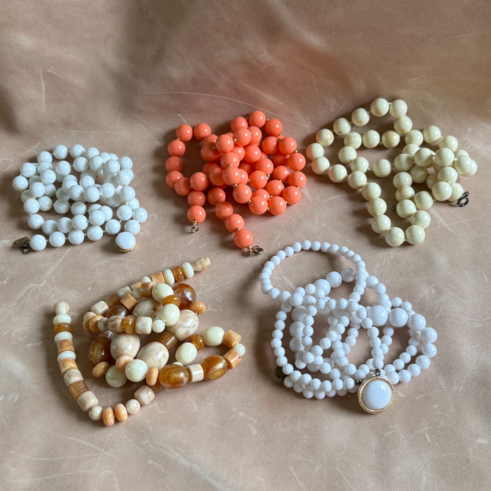 Vintage Lucite & Acrylic Bead Necklaces, Fun Retro Mardi Gras, Grandmacore