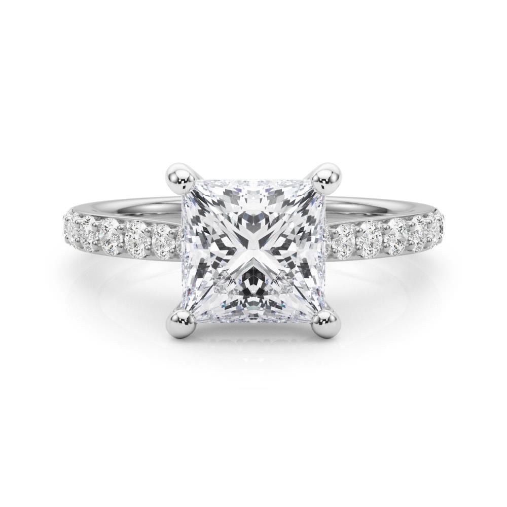 VS F 1.35-3.65Ct Princess Cut Hidden Halo Engagement Ring Lab Grown Diamond Gold