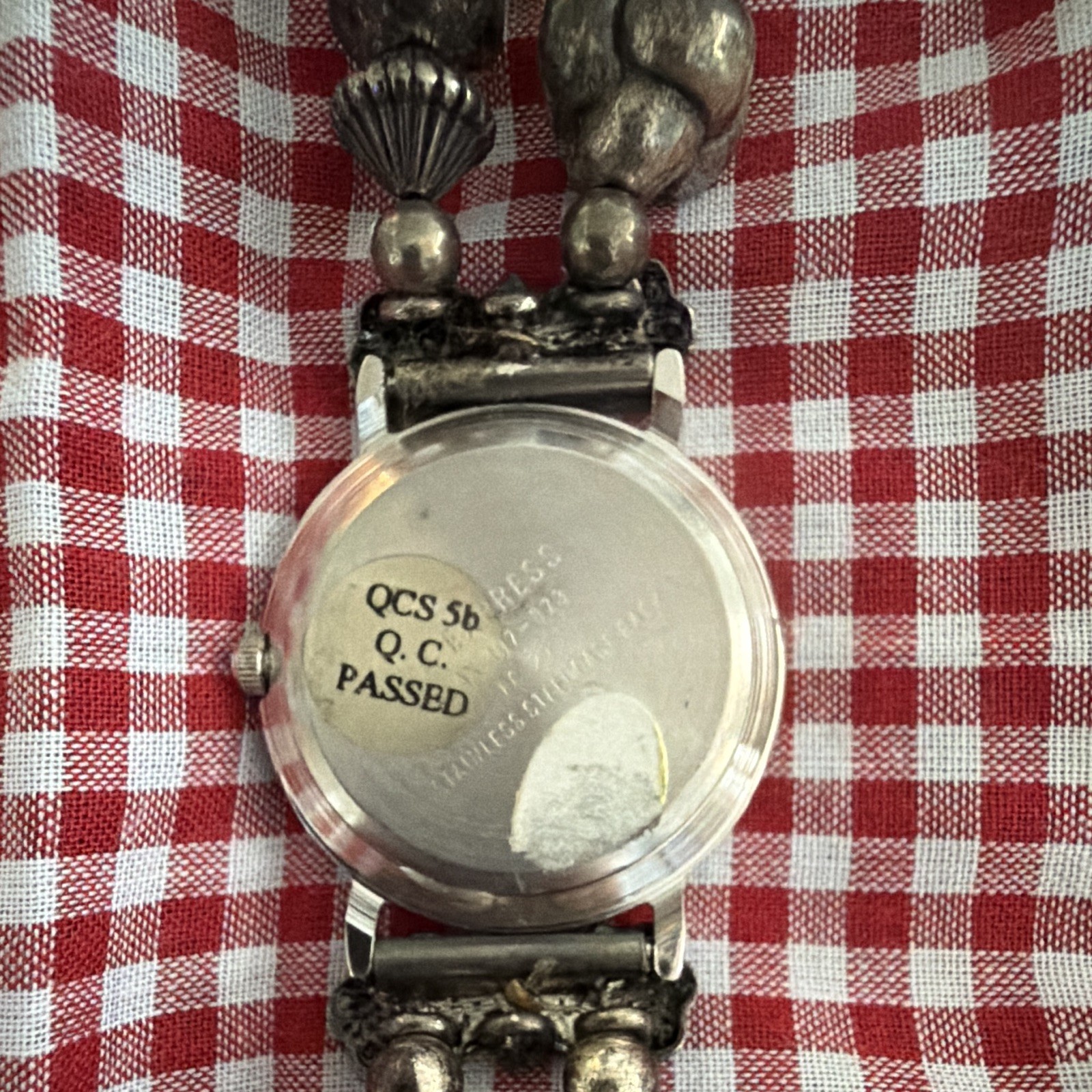 Express West Quartz Analog Watch Silver-Tone Beaded Bracelet White Dial