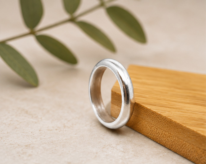Handcrafted 999 Fine Silver Ring • Comfort Fit Band width 4mm • Engravable