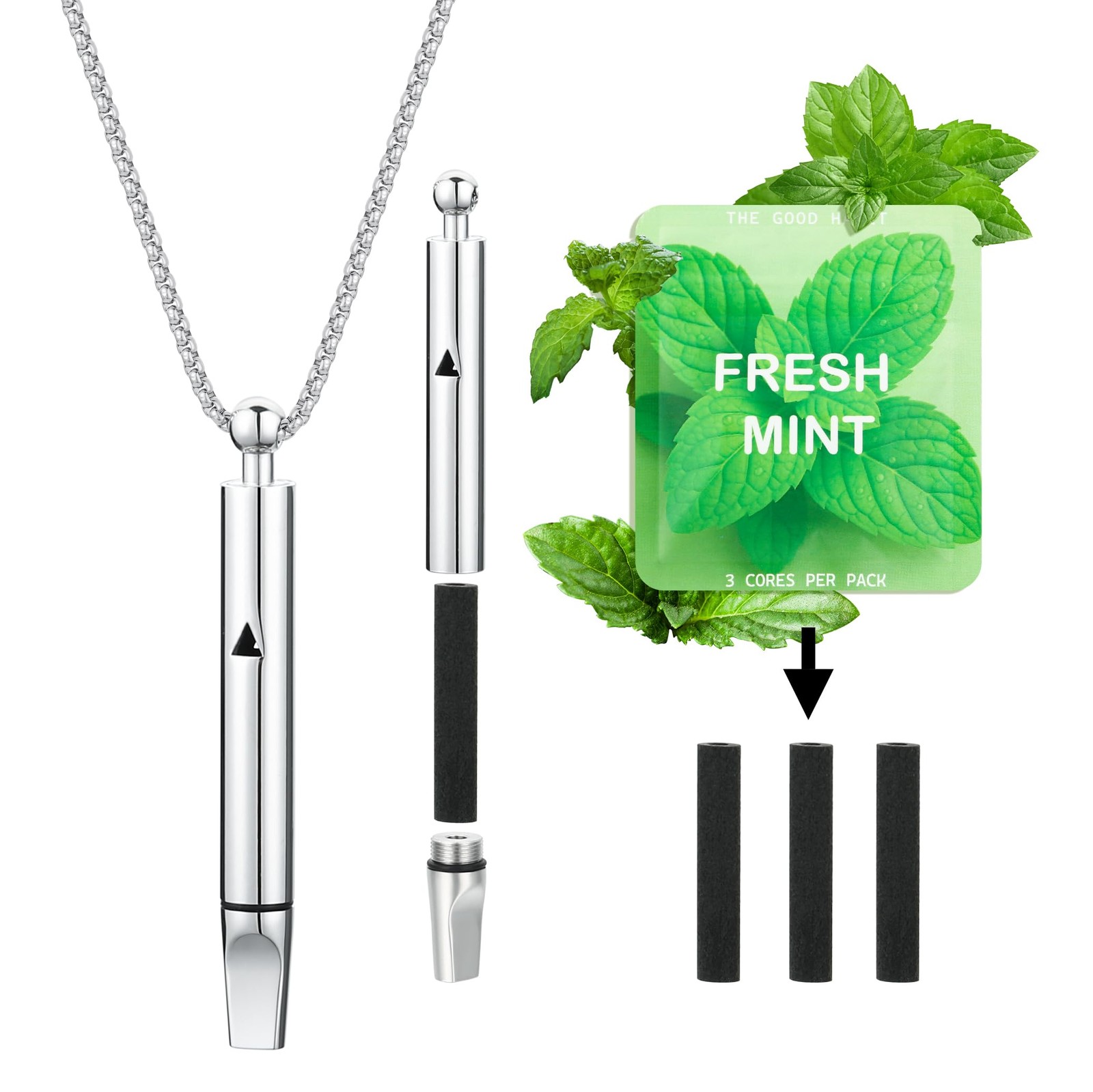 Breathe Free, Breathing Necklace with Adjustable Resistance, Quit Smo