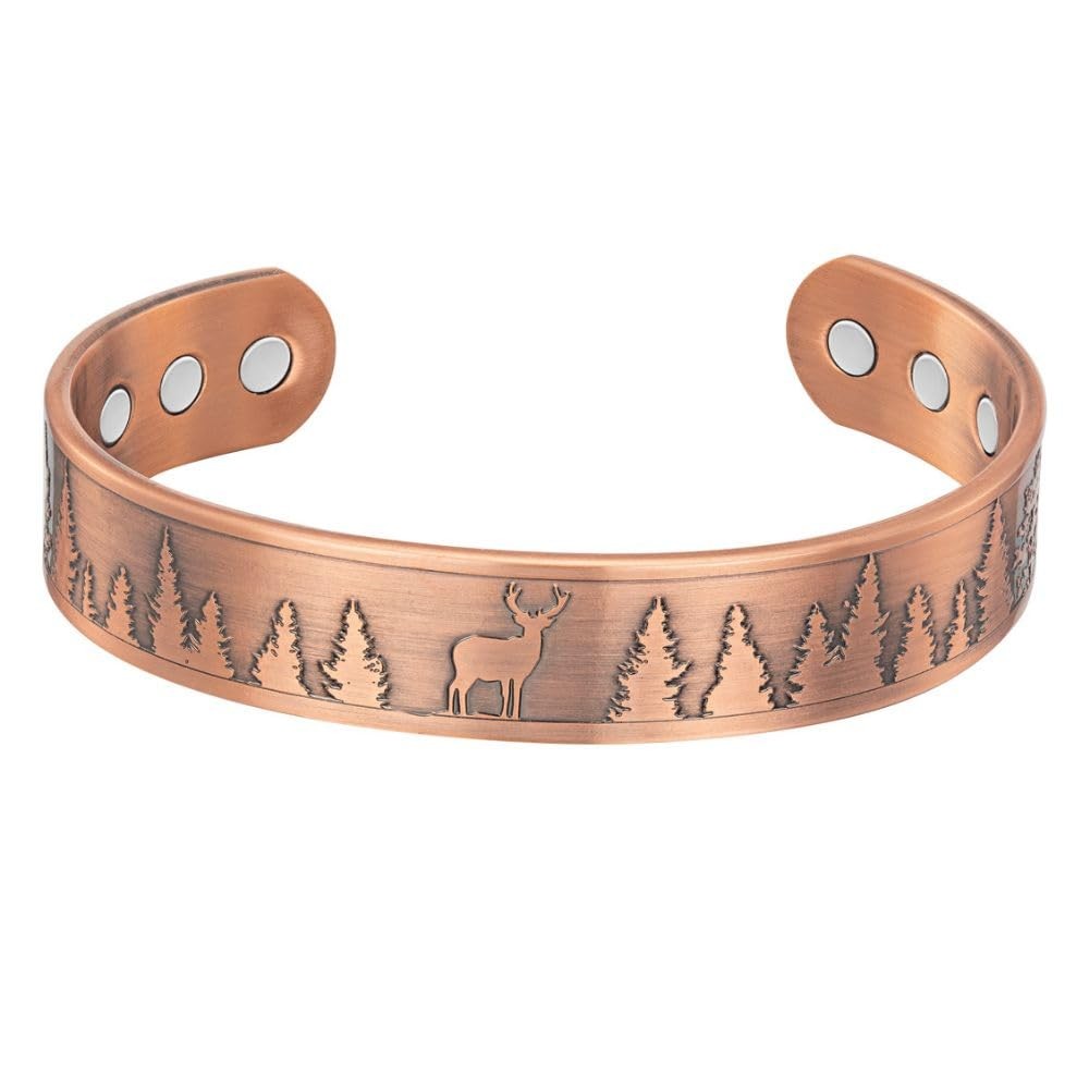 Willis Judd Men’s Pure Copper Bangle Magnetic Bracelet Deer 8.5 inches,
