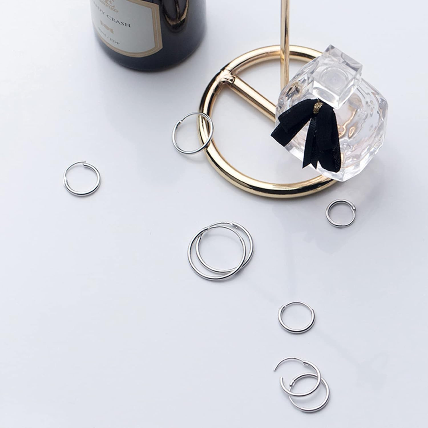 Silver Hoop Earrings- Cartilage Endless Small Hoop Earrings Set for Women Men, 3
