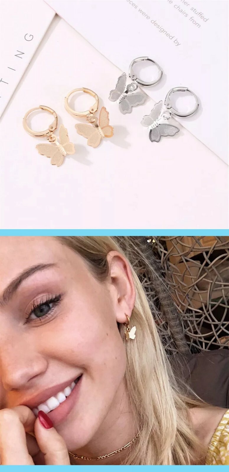 New Personality Wild Geometric Earrings Women’s Butterfly Simple Fashion Beauty