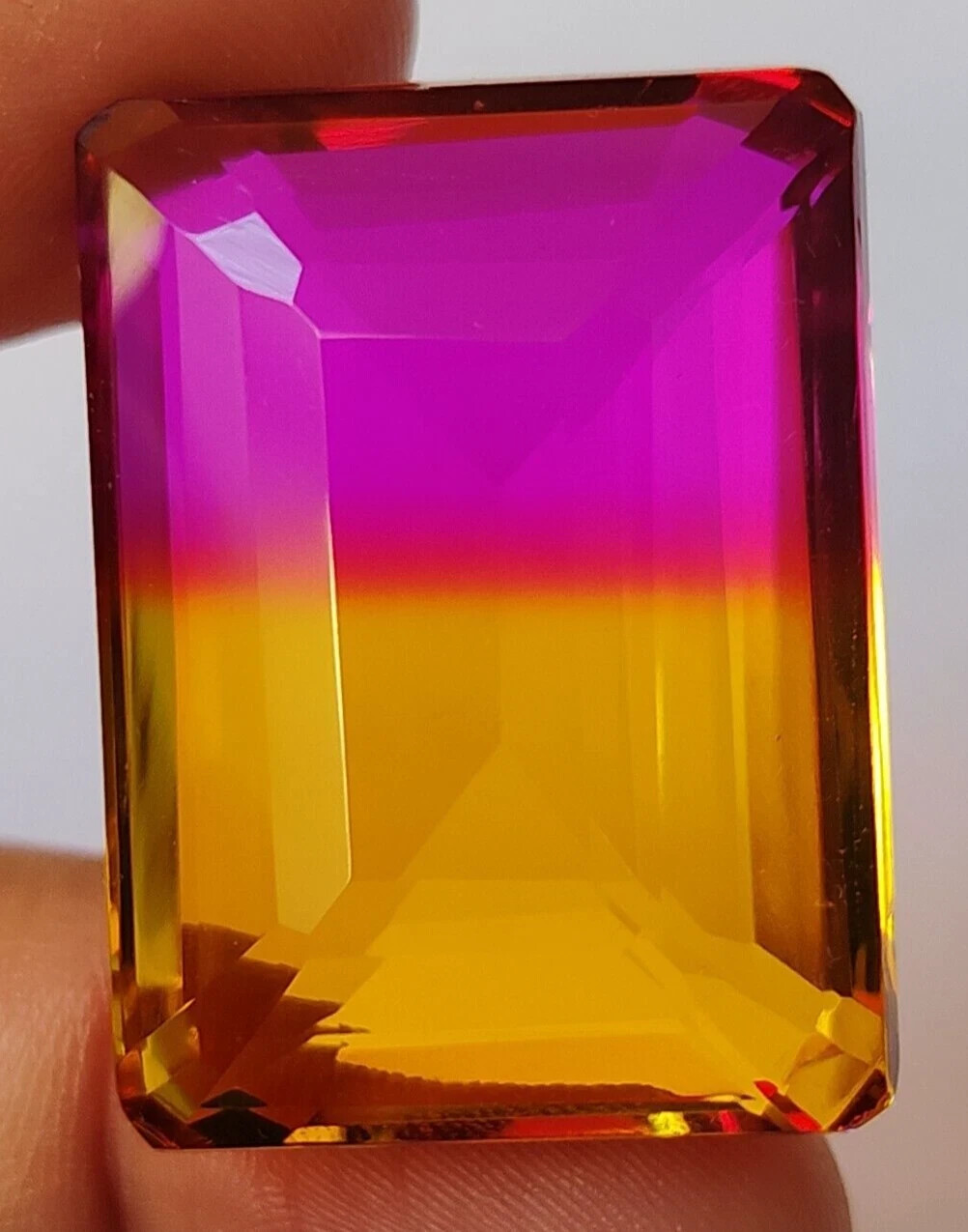 Emerald Cut Shining 100+ Ct Bi-Colour Ametrine EGL Certified Loose Gemstone