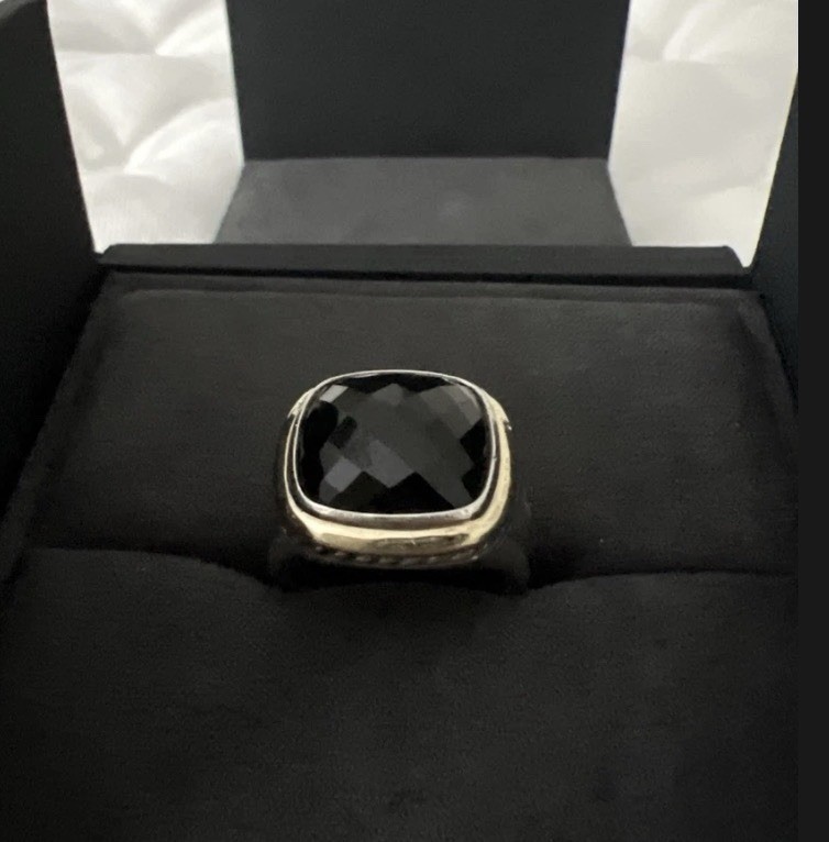 David Yurman ring size 6 Albion Onyx Sliver and 18k Gold Ring