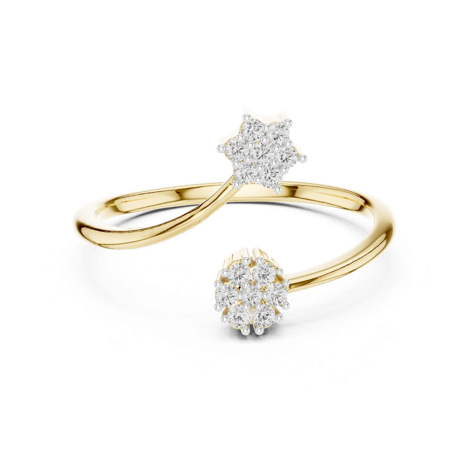 Natural Certfied 14 Pc VVS1 Diamond Anniversary Petite Twist Ring 14k Gold Over