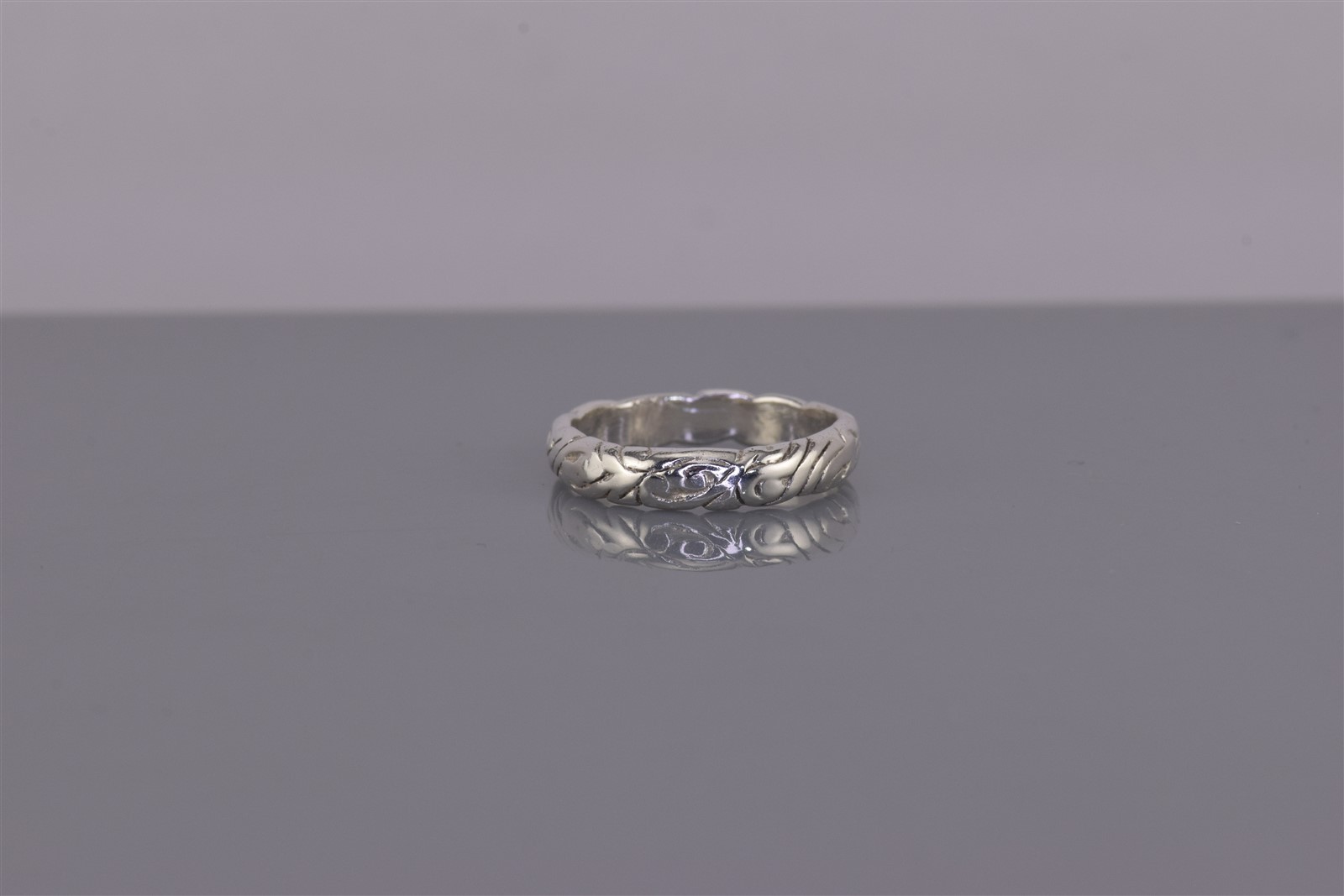 Sterling Silver 3.5mm Carved Scrolled Eternity Solid Band Ring 925 Sz: 5