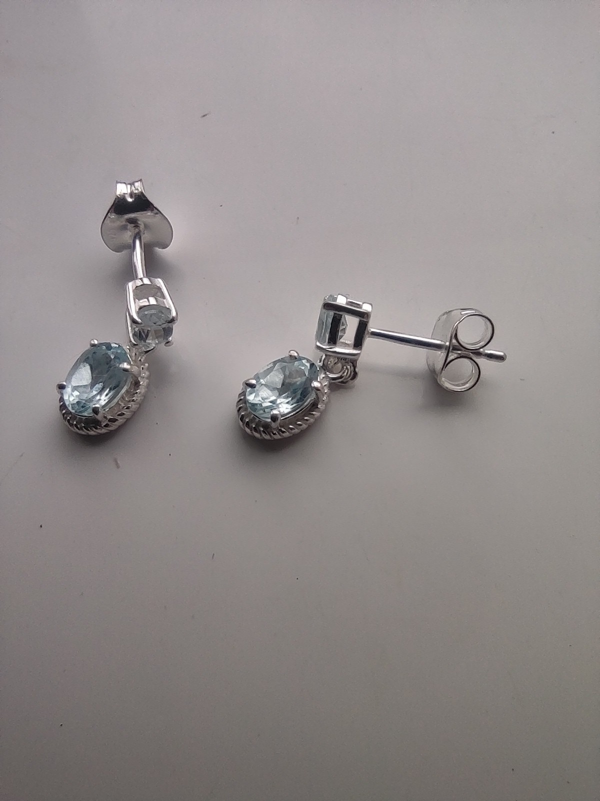 AAA Sky Blue Topaz 925 Sterling Silver “Articulated Droplet” Earrings.