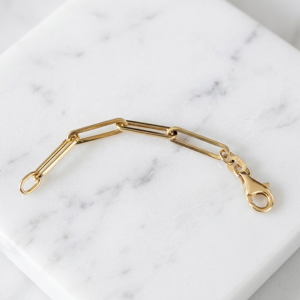 2.5″ Paper Clip Link Extender Extension for Necklace Chain Real 14K Yellow Gold