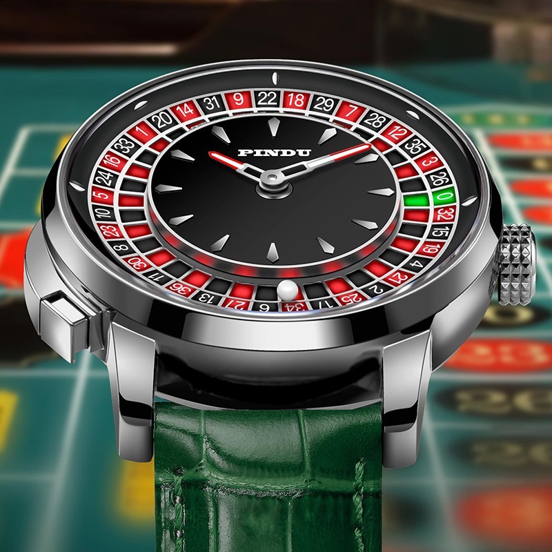 PINDU Men’s mechanical SILVER roulette button waterproof watch luxury fashion