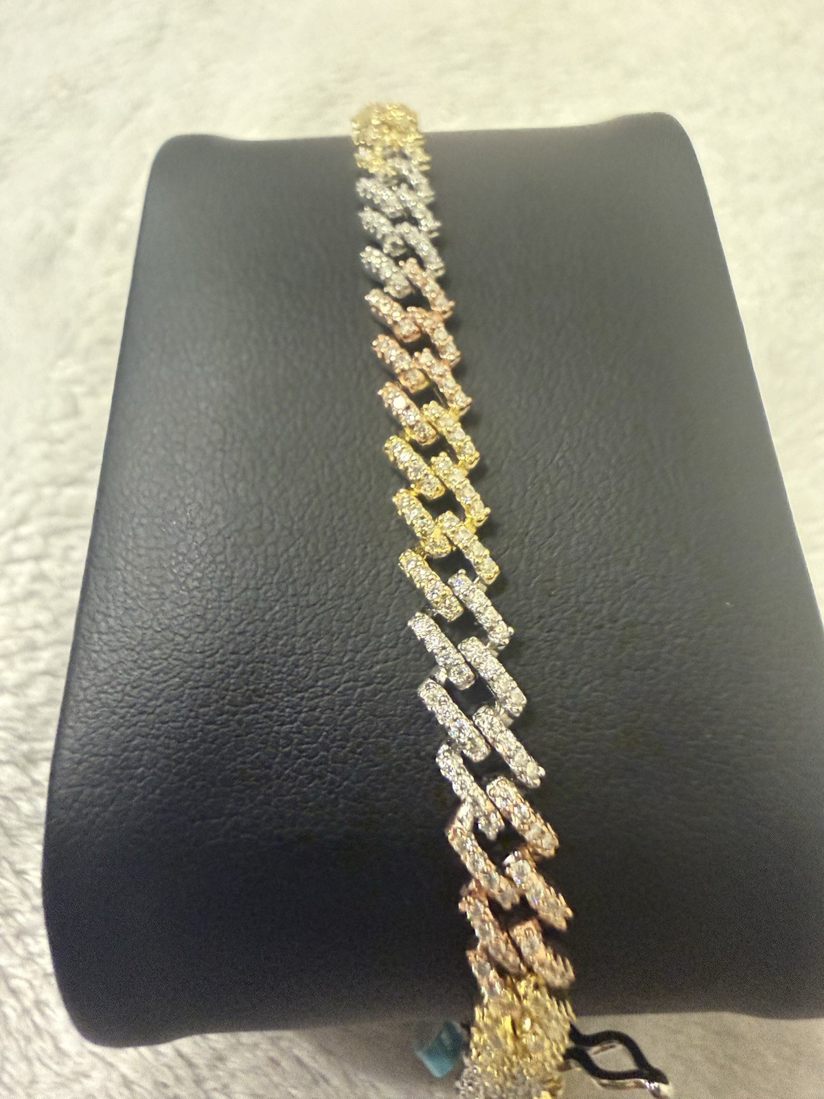5.5mm 7” inch Tri-color .925 Sterling Silver Monaco Moissanite bracelet