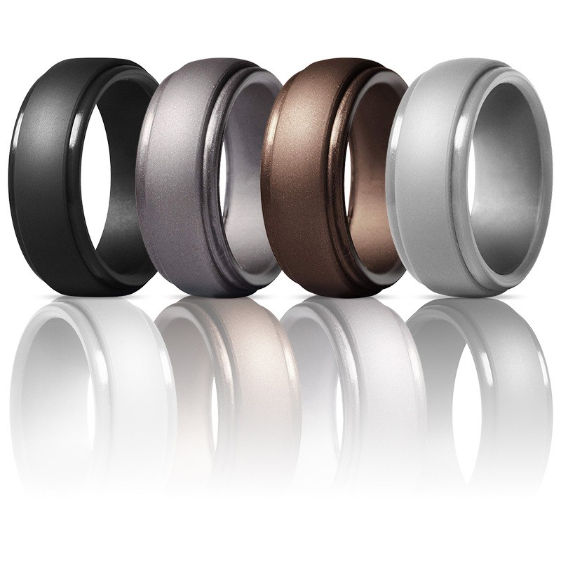 4 Pack Silicone Wedding Rings Flexible Rubber Bands for Sport Gym Men Women