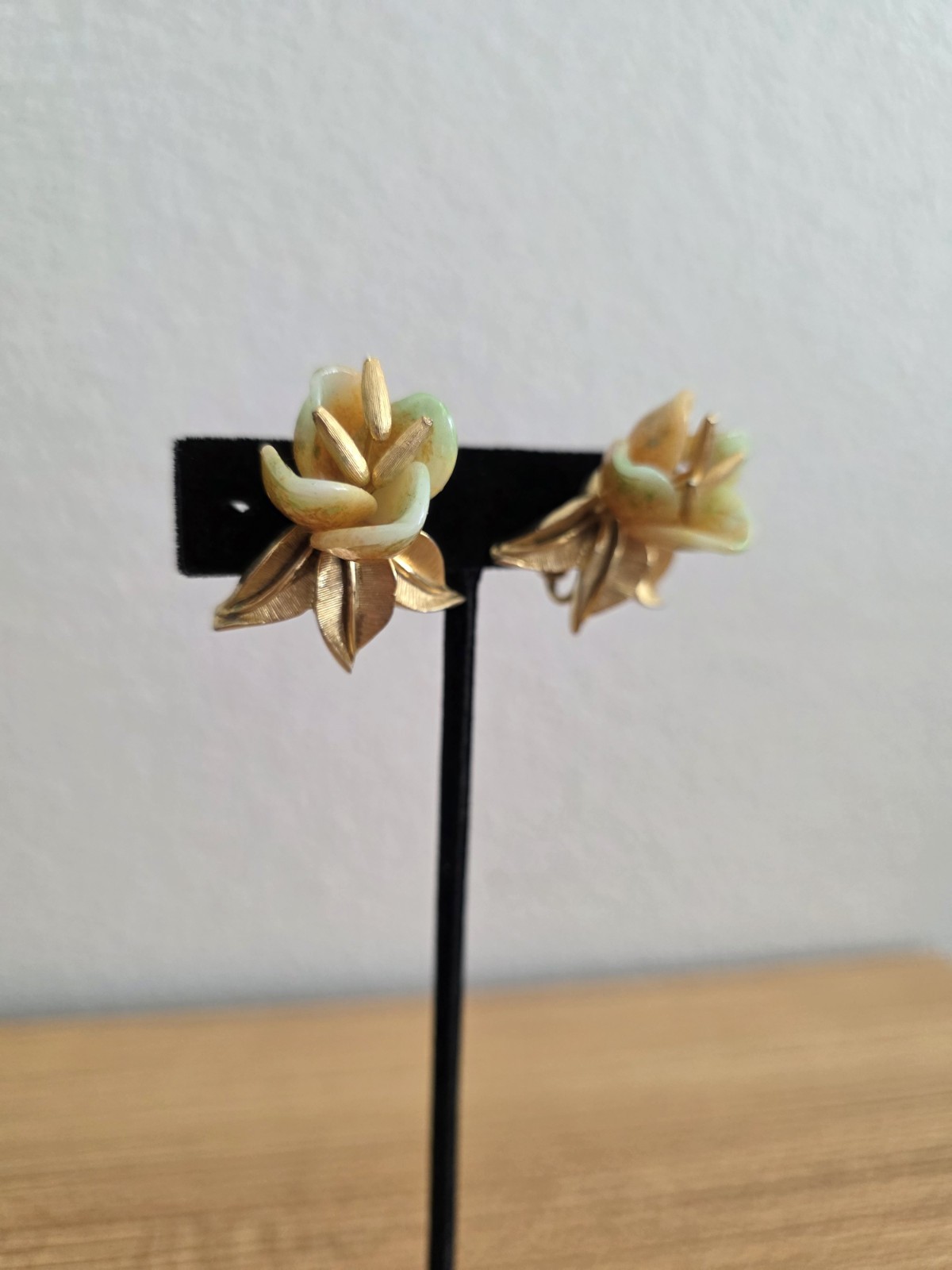 Ultra Rare Boucher Glass Petal Flower Earrings
