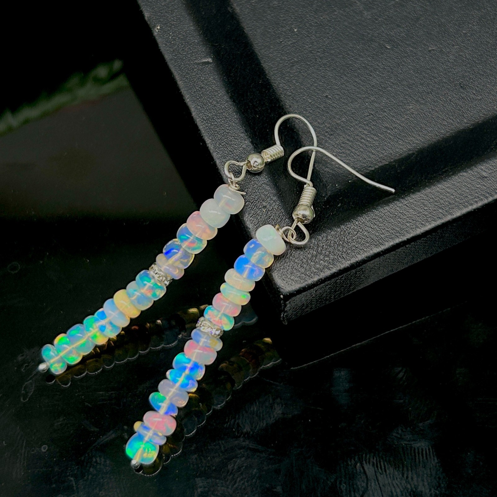 AAA+ Fire Opal Gemstone Cluster Earring, Genuine Multifire Opal Nugget Beads