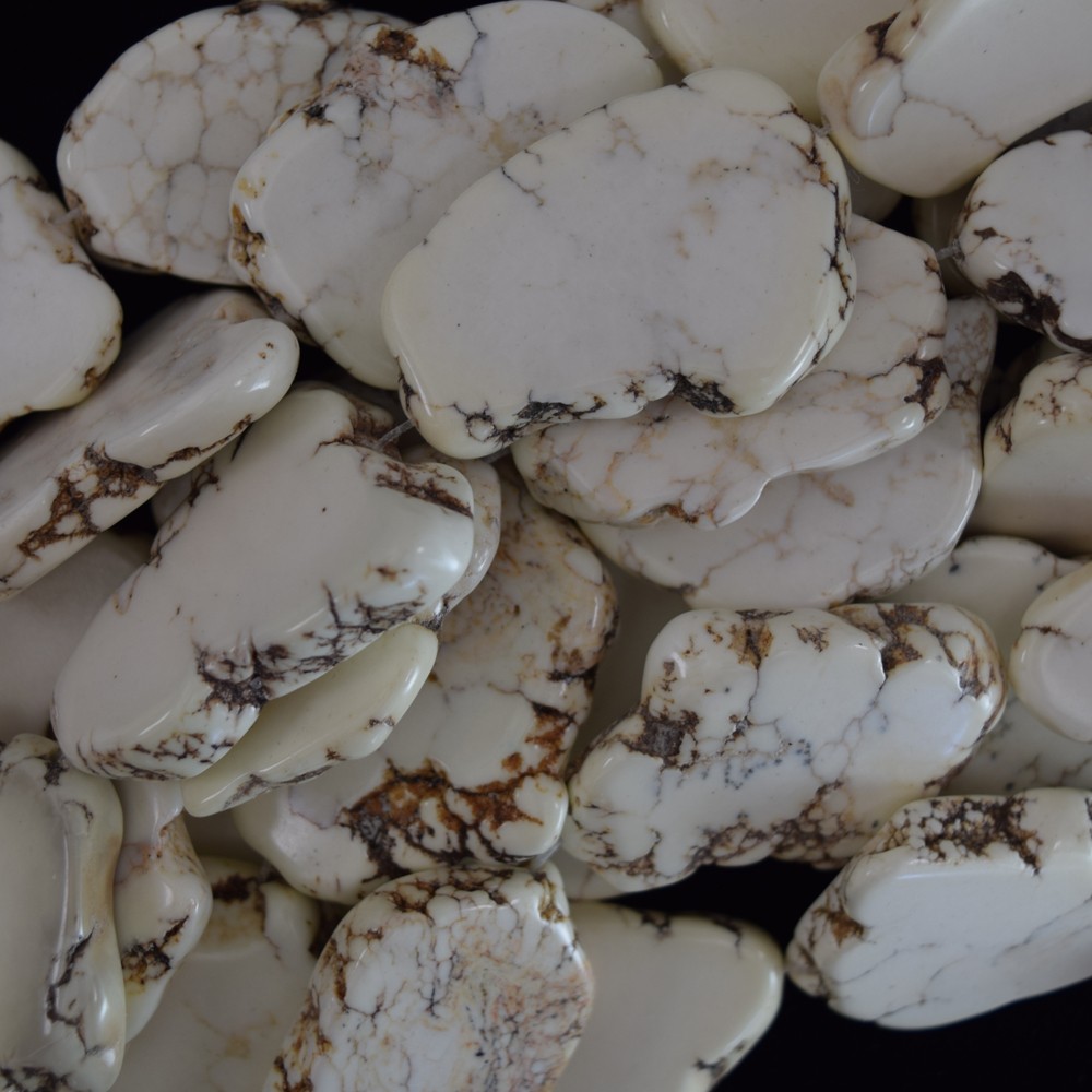 35mm – 40mm white turquoise slab slice nugget beads 15.5″ strand