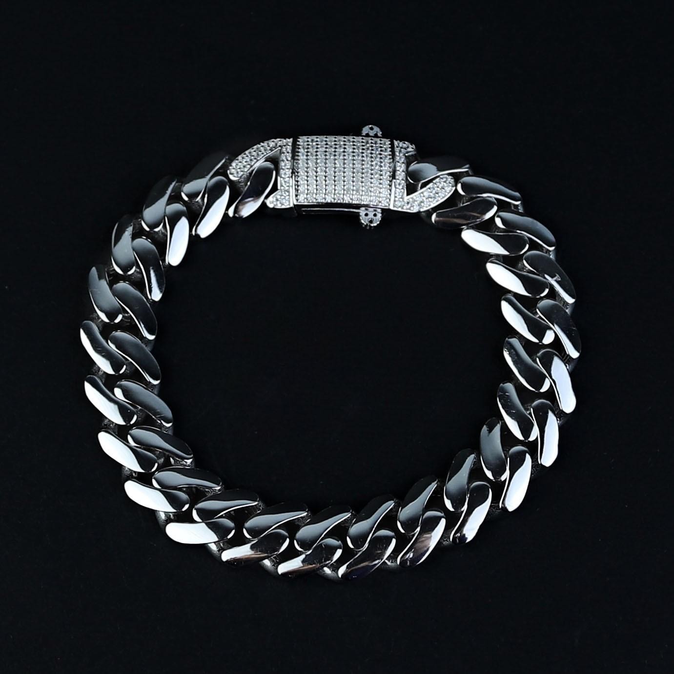 925 Silver Cuban Links Chain 10MM Moissanite Cuban Link Bracelet