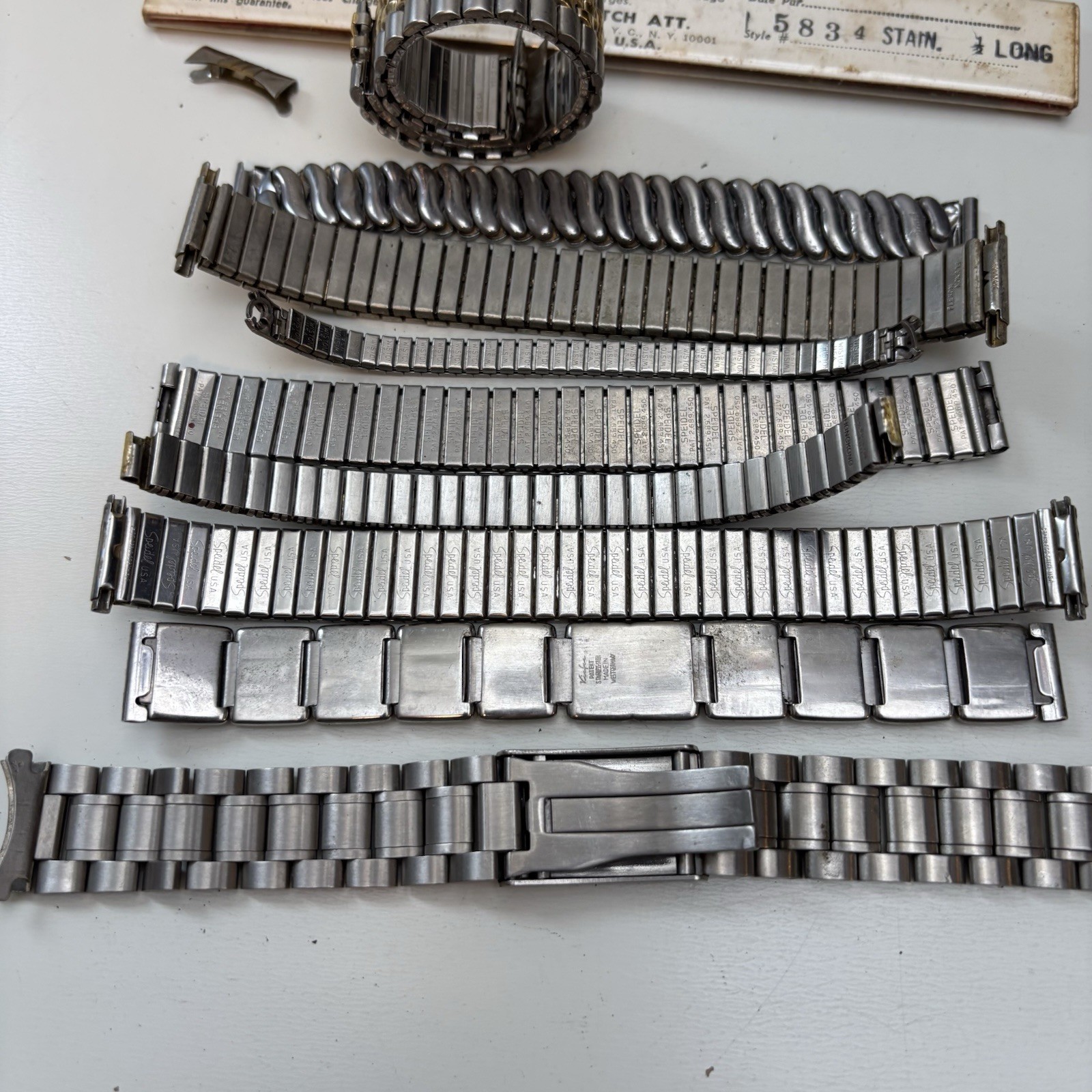 Vintage Junk Stainless Wrist Watch Bands Lot Parts Expansion Speidel & More