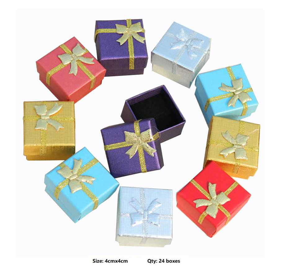 New 24 Boxes Jewelry Gift Ring Earrings Pendant Case Boxes Mignon Square Lots