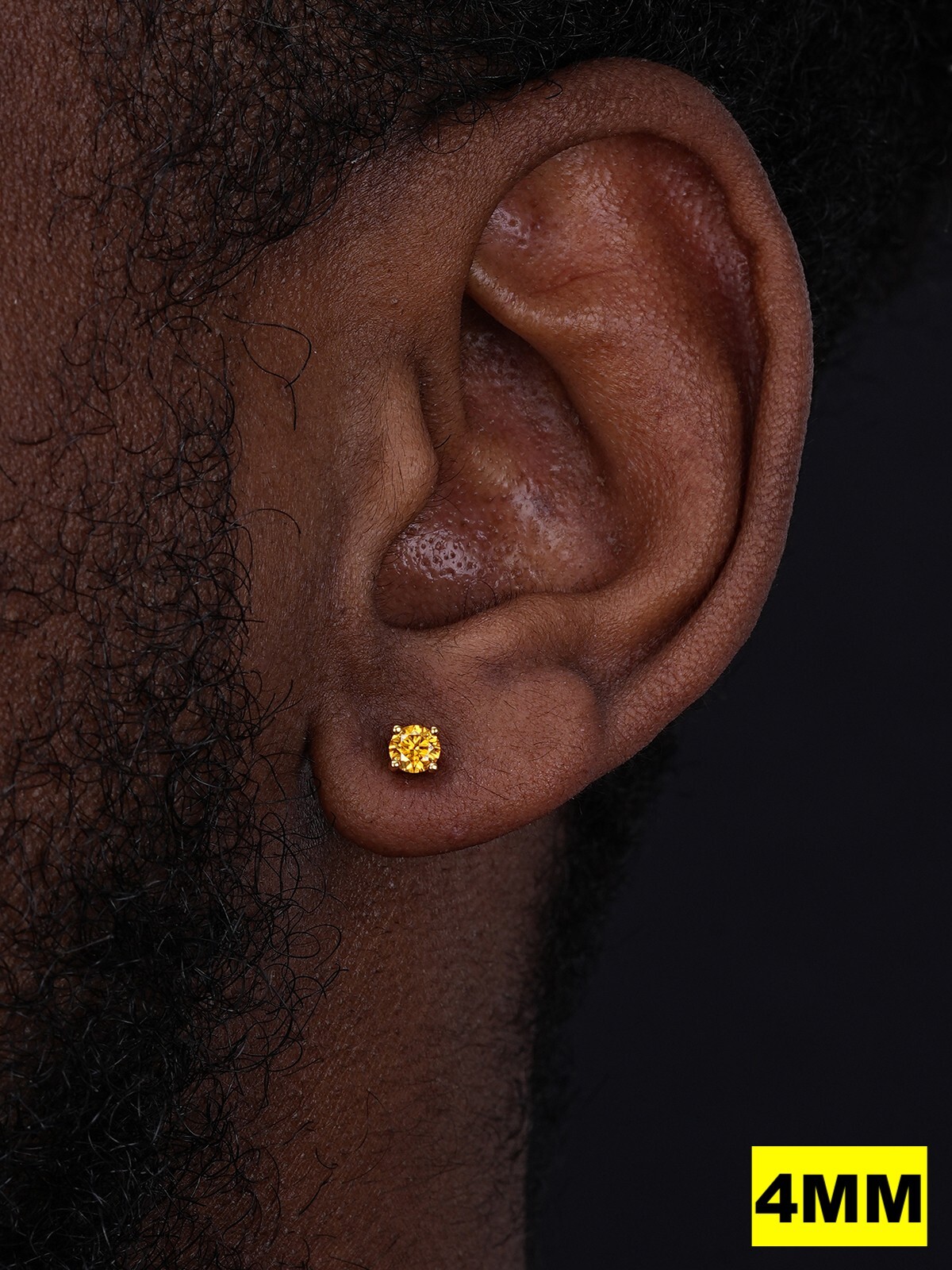 Canary Yellow Moissanite Screwback Stud Earrings 14k Gold Plate 925 Silver 3-8mm