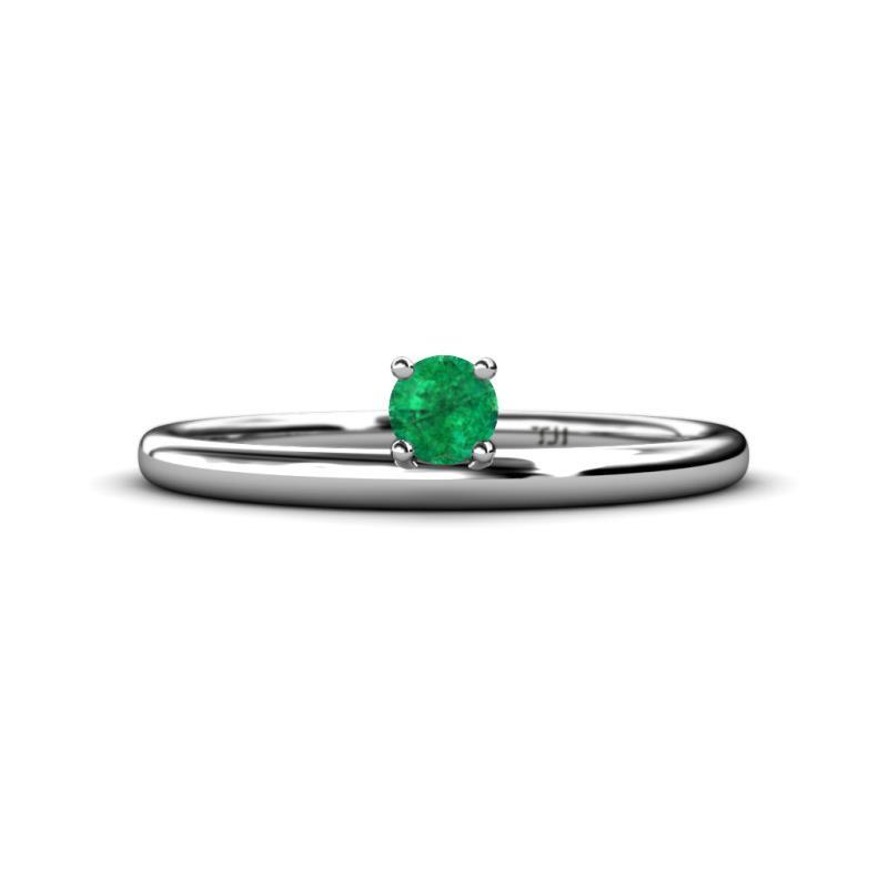 Round Emerald 4.00 mm Asymmetrical Stackable Ring 14K Gold JP:231151