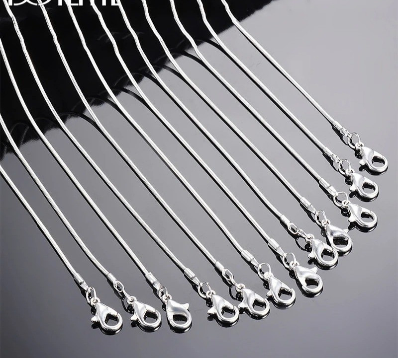 Wholesale 925 Sterling Solid Silver 1MM 16-30Inch Snake Chain Necklace