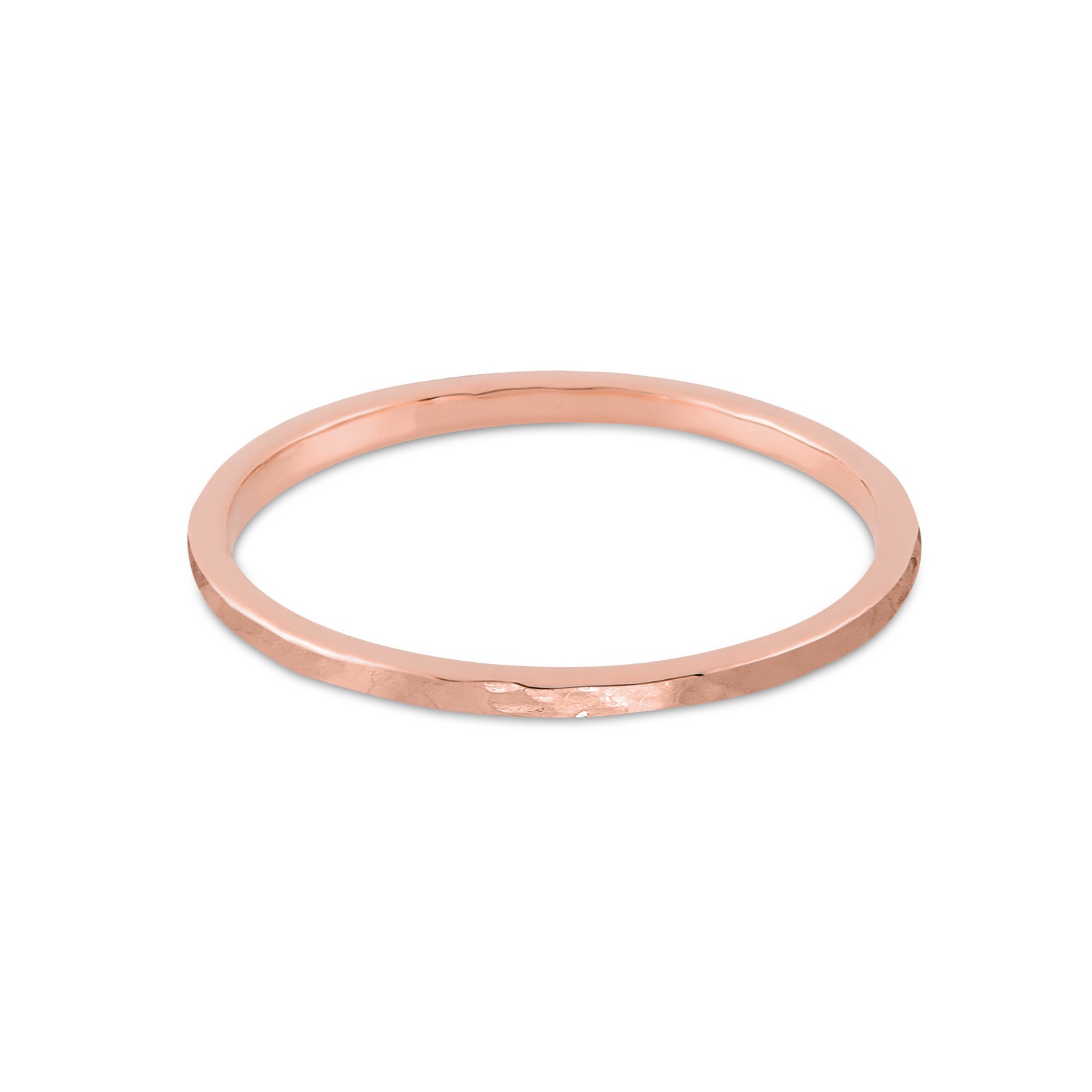 Solid 10K Rose Gold Hammered Ring 1mm Size 1 – 15 Thin Gold Ring Midi Stack Band
